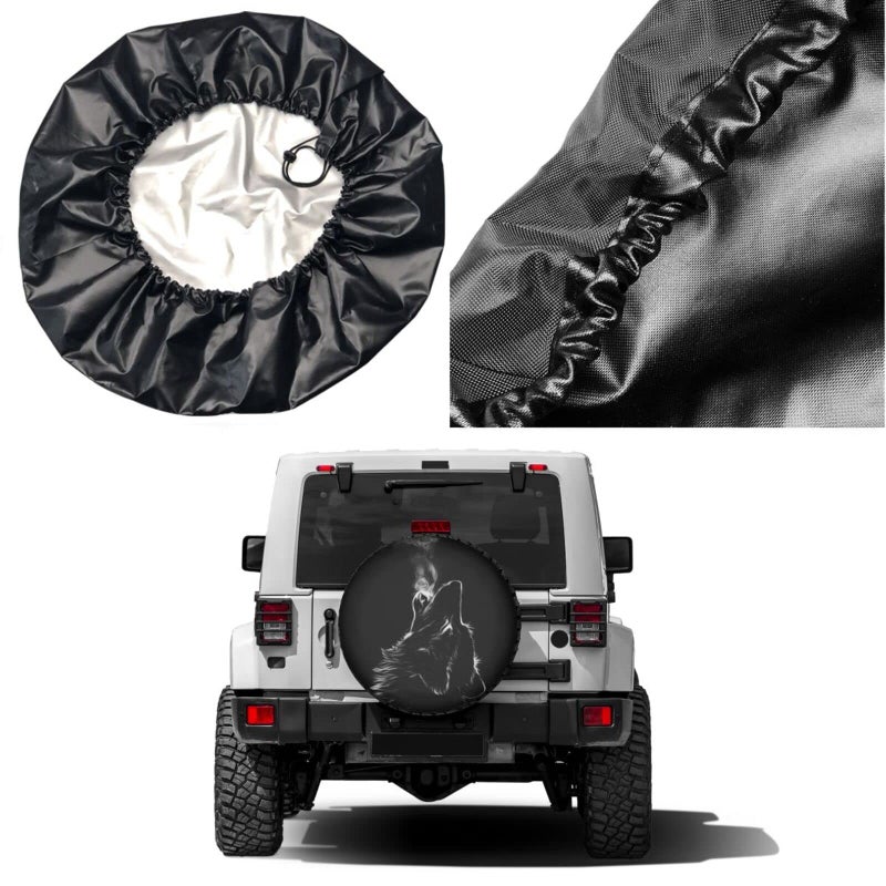 Foruidea Black 3D Wolf Spare Tire Cover Dust-Proof Wheel Tire Cover Fit Trailer, RV, SUV and Many Vehicle 17 Inch - Image 5